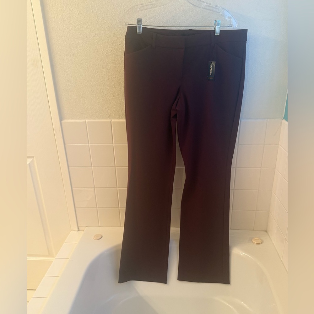 Express Women's Burgundy Barely Boot Cut Editor Pants